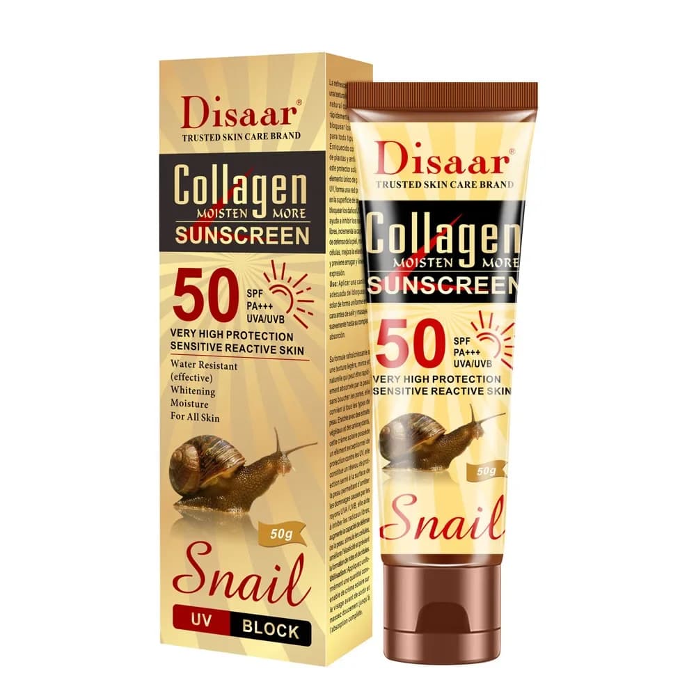 Crema Protettiva Solare Disaar al Collagene Osseo SPF50 Impermeabile, Protezione UV, Illuminante, Idratante, Rinfrescante, Non Appiccicosa