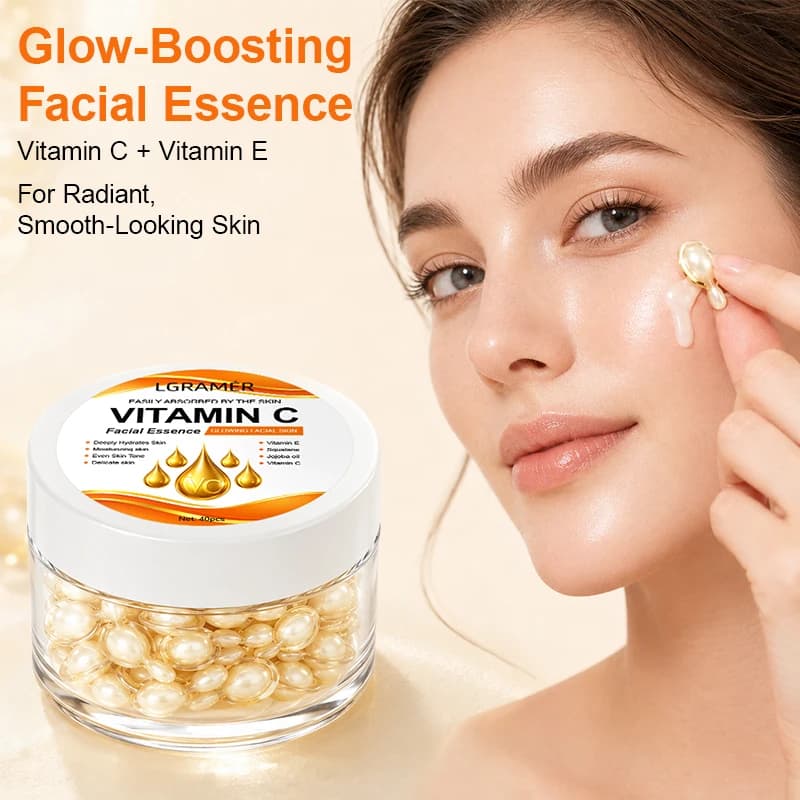 Vitamin C Moisturizing Essence Capsules,Nourishing and Hydrating Facial Essence,Deep Hydrating Essence Suitable for Travel 40pcs