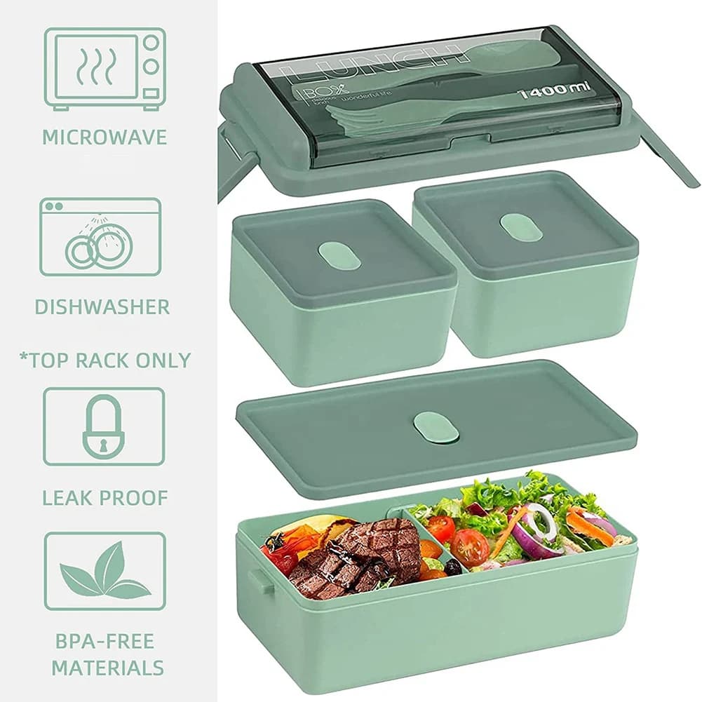 A96K-Portable Lunch Box For Adults, Kids Leak Proof Meal Prep Portion Control Boxes Style For Compartment Slim Container
