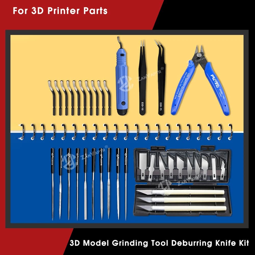 Strumento di molatura modello 3D Sbavatura Coltello per incisione Kit Strumento di intaglio Taglierina per file fai da te Raschietto Strumento di rifilatura Parti della stampante 3D