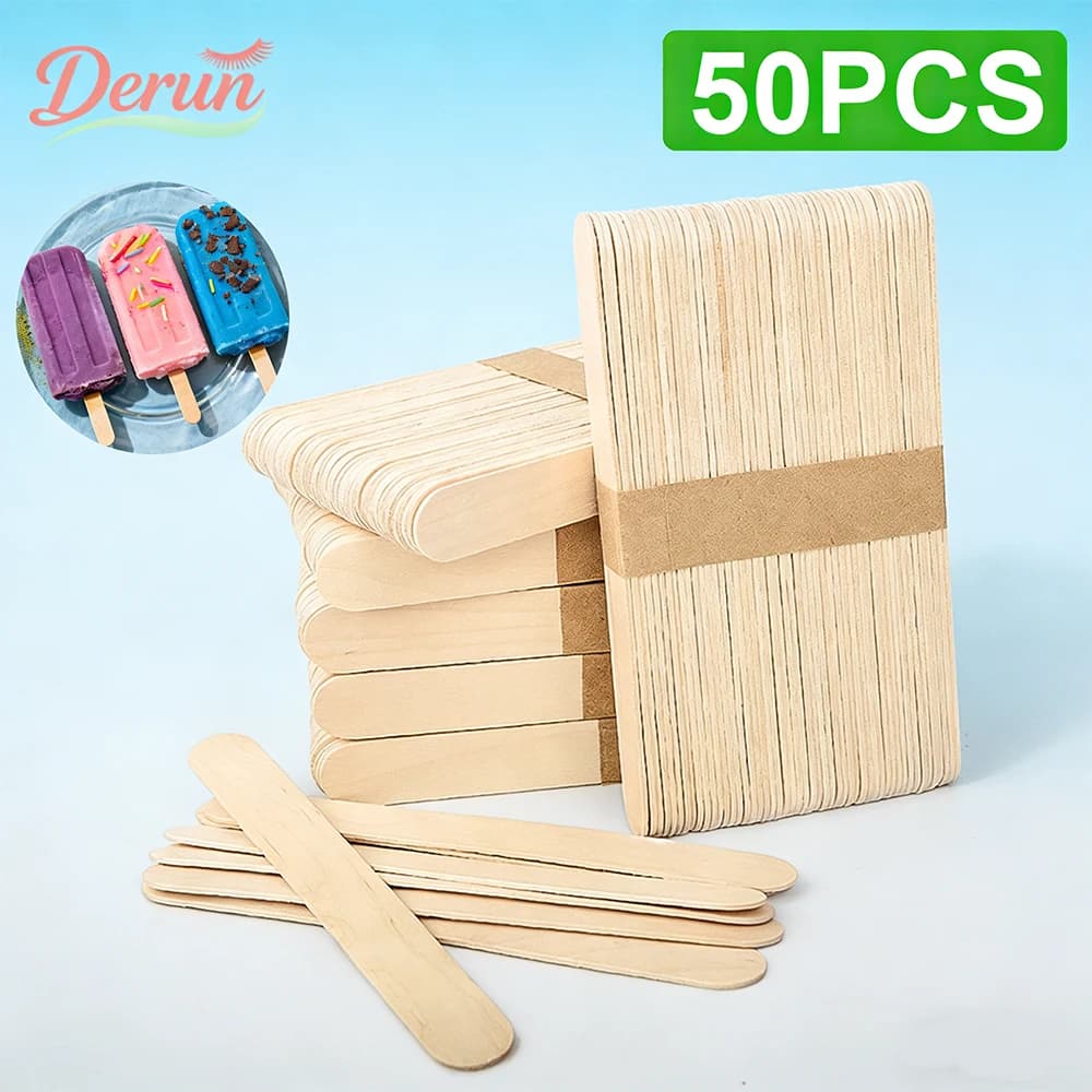50-200 Pezzi Bastoncini di Legno Naturali per Gelato, Bastoncini per Artigianato Fai-da-Te, Bastoncini per Arte, Resina, Stampi e Mescolatori per Bevande