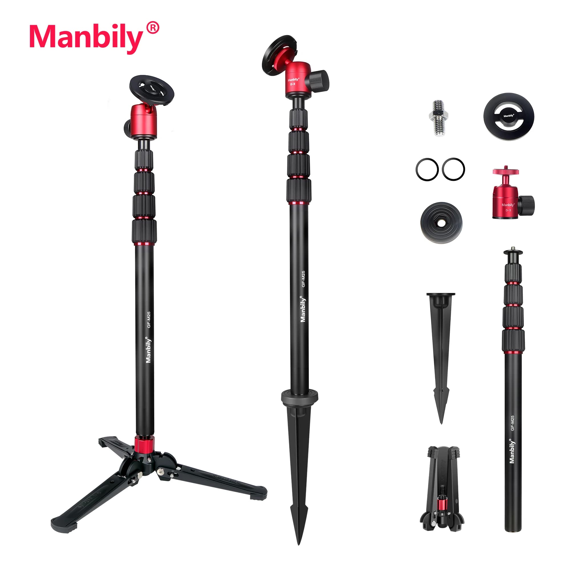 Manbily Monopiede/Treppiede in Alluminio per Golf M2, Asta Selfie per Fotografia Outdoor e Registrazione Video per iPhone 16-12