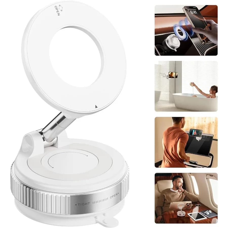 Robusto supporto magnetico per telefono da auto con ventosa ultra sottovuoto per rotazione a 360° compatibile con MagSafe iPhone 16 15 14 13 12 a