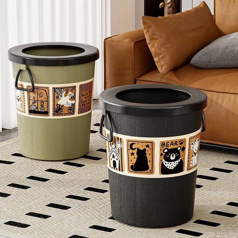 12L Medieval Style Trash Can Large Capacity Kitchen Trash Bin Waterproof Bathroom Office Waste Bins Space Saving Paper Basket