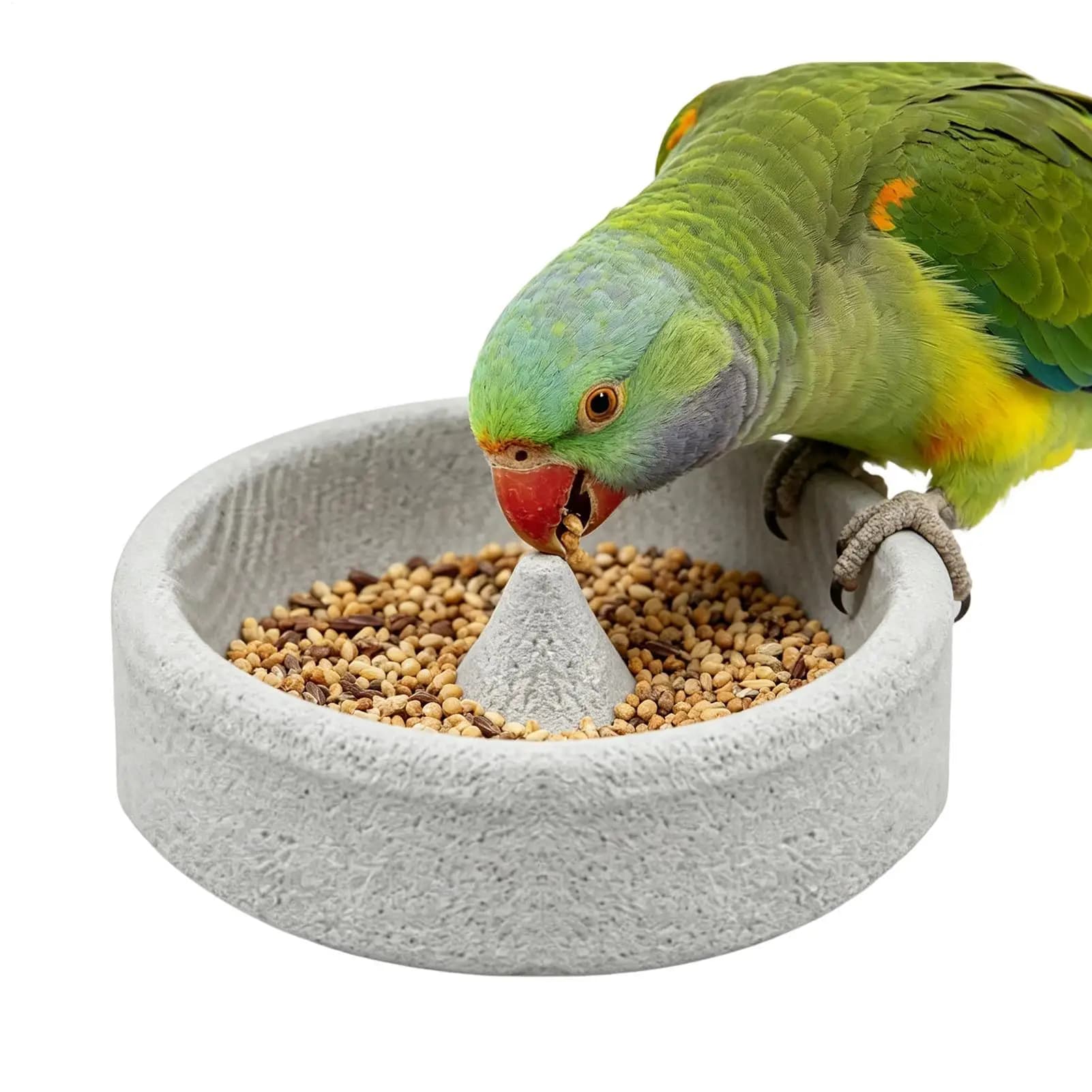 Anti-Spill Parrot Feeding Bowl Round Stone Wear-resistant Basin Food Feeder Water Basin For Pet Finch Parrots Watching Viewing