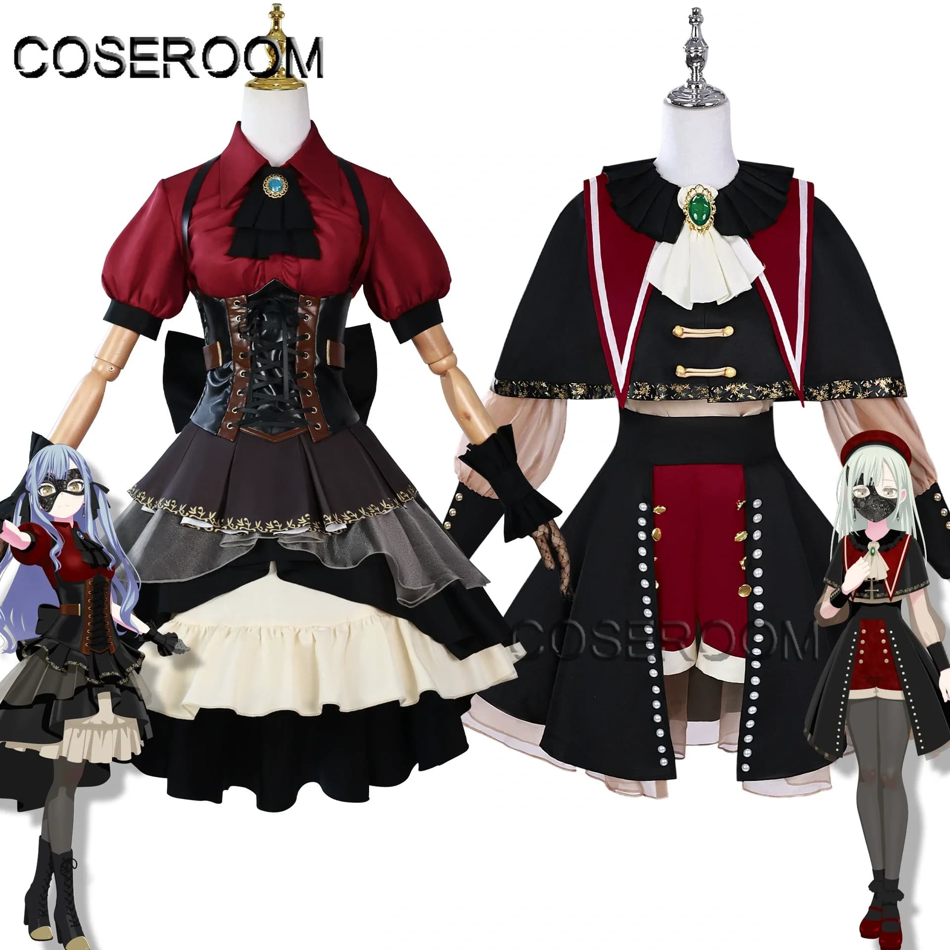Costume Cosplay Anime BanG Dream Ave Mujica Togawa Sakiko Oblivionis Wakaba Mutsumi Mortis, Abito per Carnevale, Outfit per Giochi di Ruolo con Parrucca