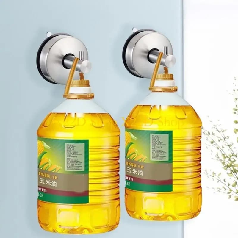 X22D Pack Of 2 Stainless Steel Hangers Suction Cup Hooks for Bathroom and Kitchen Use