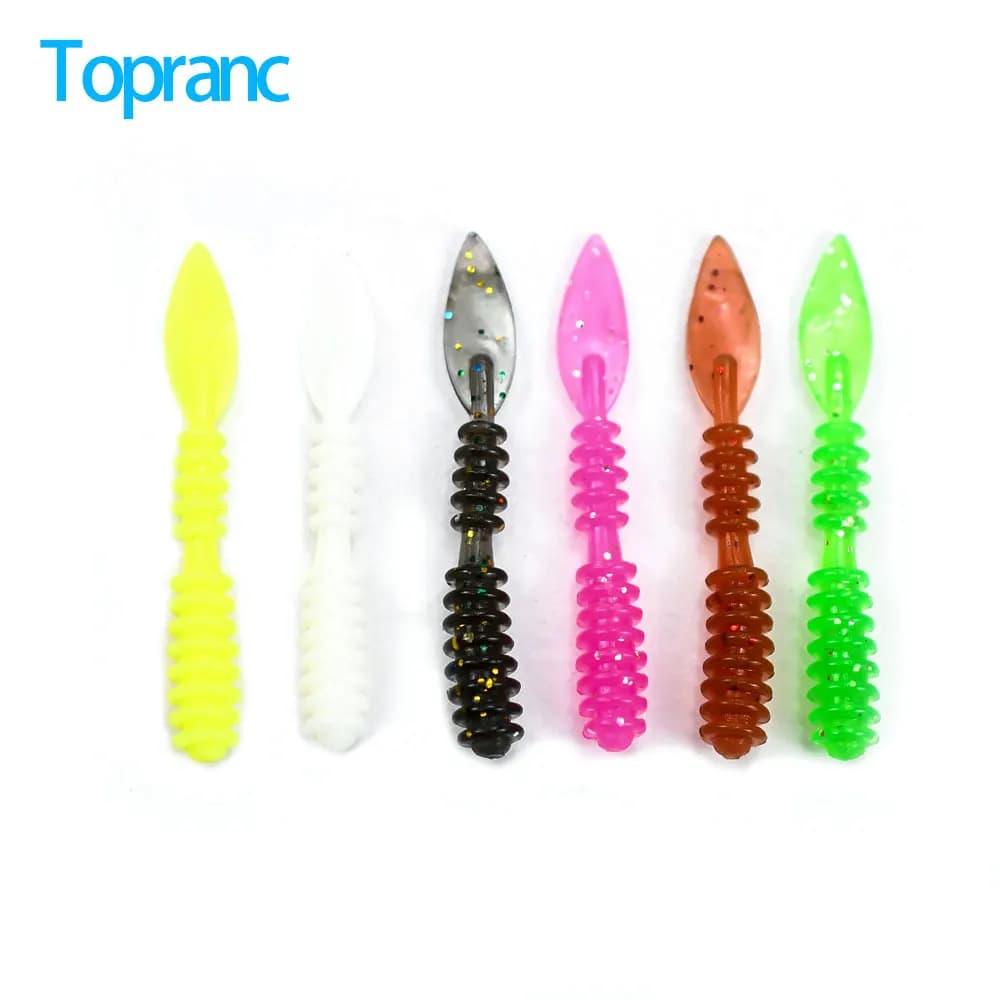 Topranc 36 pezzi esche morbide esche da pesca 3.8 cm micro esca TPR larve verme luccio spigola esche morbide accessori per la pesca