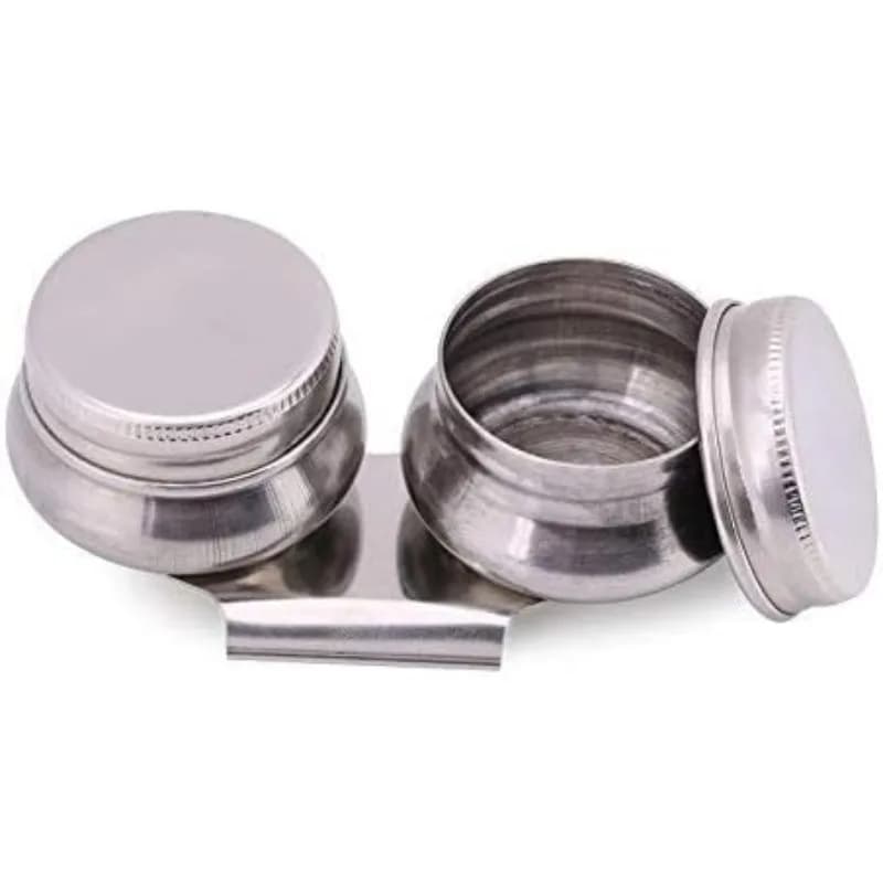 1pc Stainless Steel Single/Double Dipper Palette Cup Oil Container Paint Megilp Turpentine Solvent Container with Screw Cap