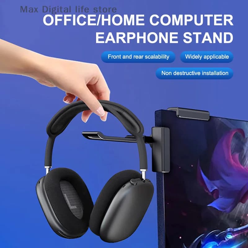 Monitor per computer Supporto per auricolari Clip Schermo per PC Cuffie Staffa per supporto per cuffie Organizzatore da tavolo Laptop Rotazione di 360 gradi