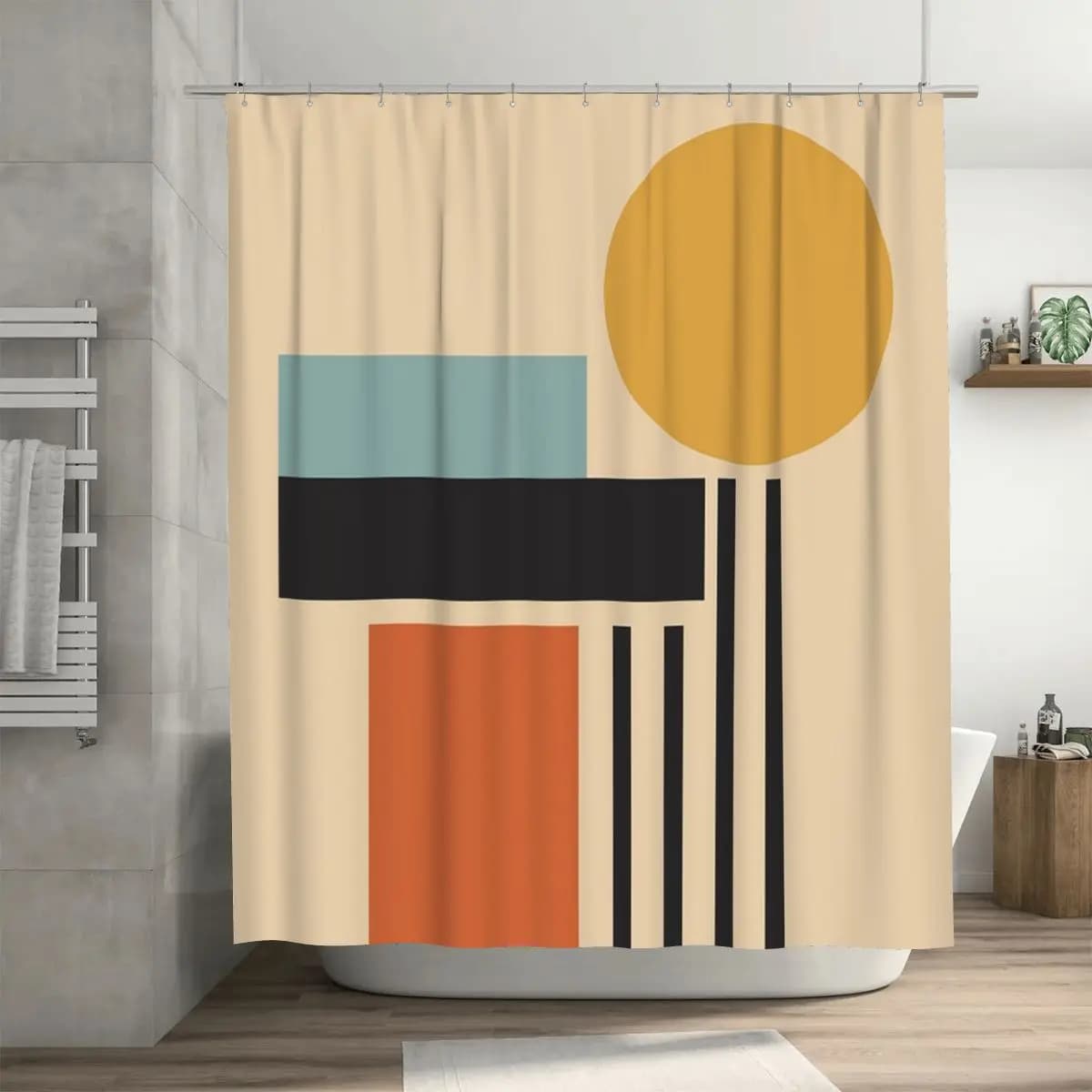Tenda da doccia Bauhaus Bright Summer in poliestere impermeabile con ganci