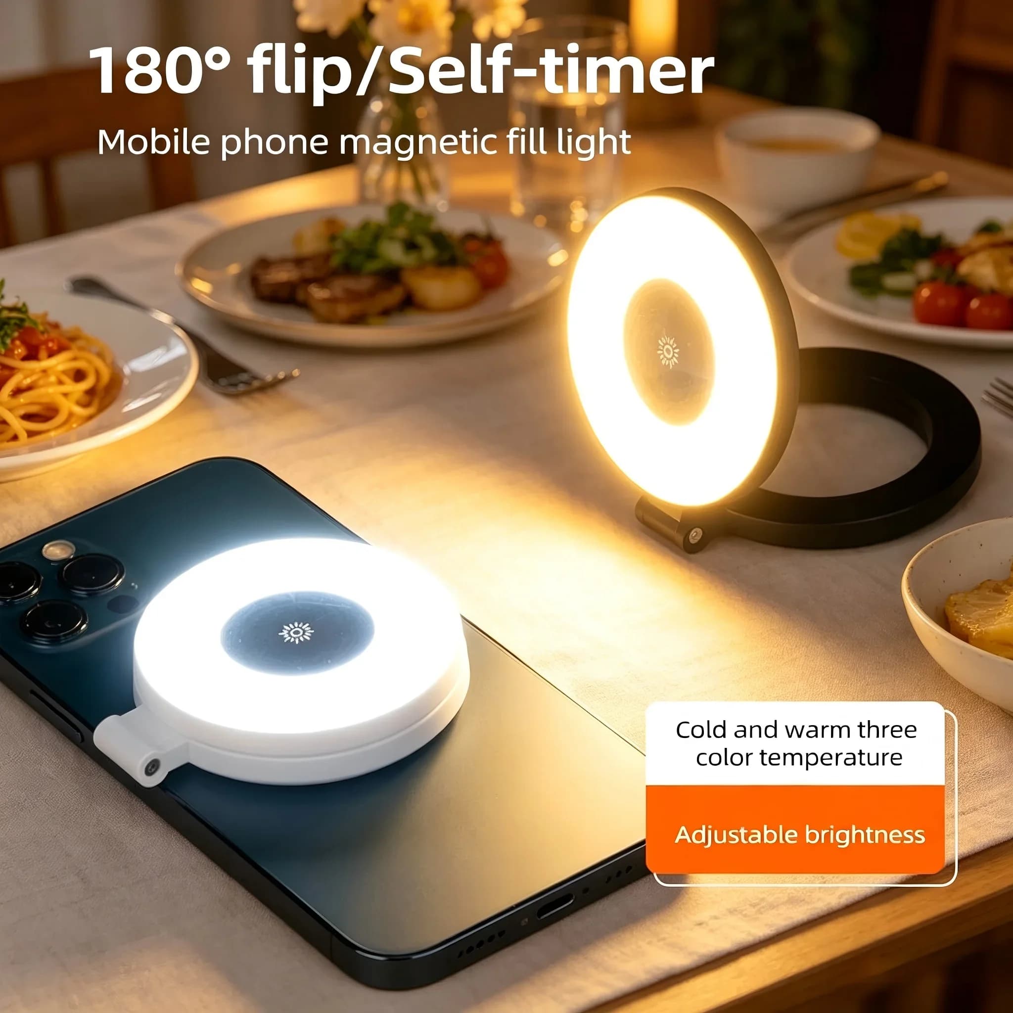 Luce ad Anello Magnetica per Selfie, Luce di Riempimento Magnetica per Smartphone, Mini Luce Tascabile per Selfie per iPhone XIAOMI HUAWEI SAMSUNG 2500K-9000K
