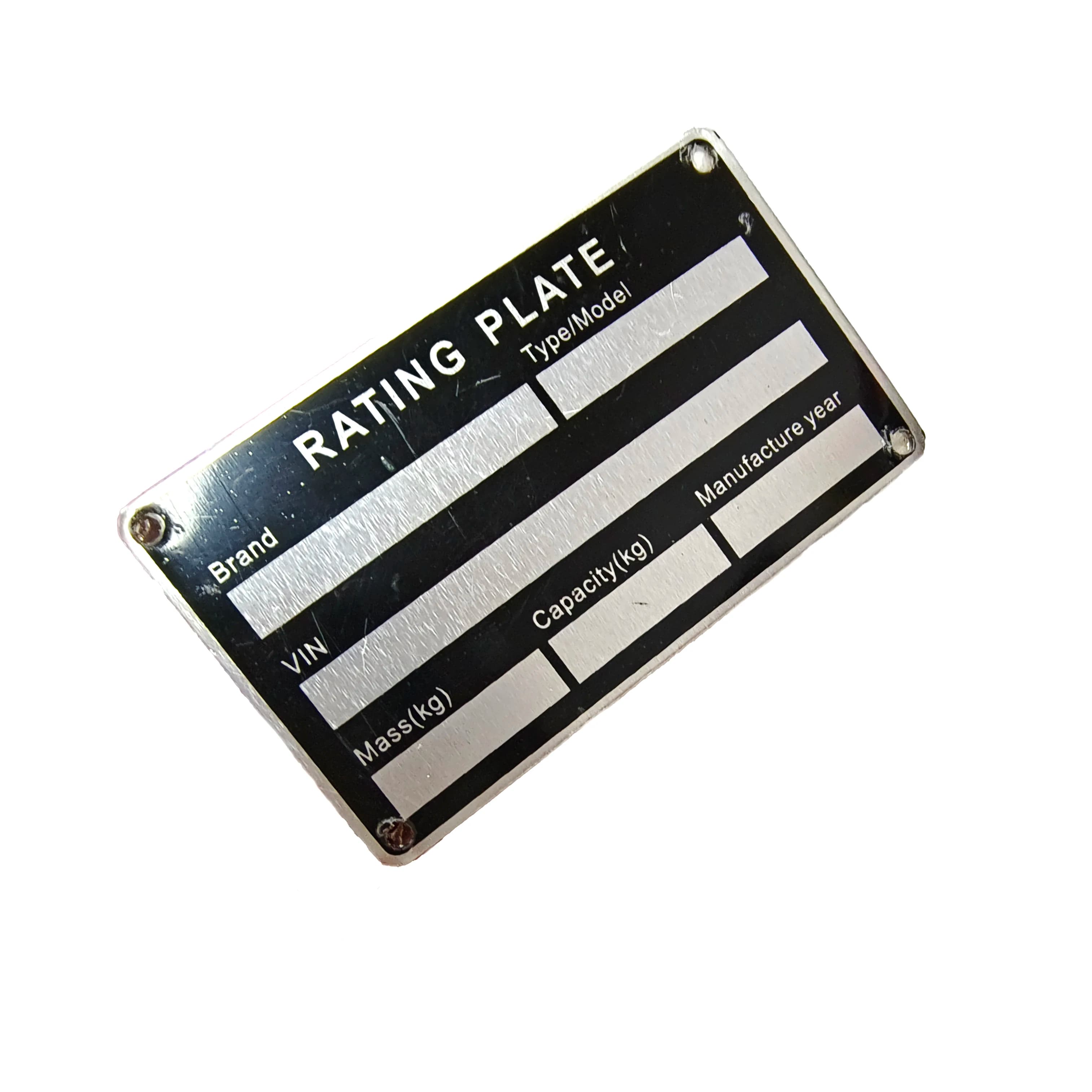 Blank aluminum plate for VIN and frame weight 85mm x 50mm, identification number for motorcycle, caravan, camper, spare parts for recreational vehicles and camping