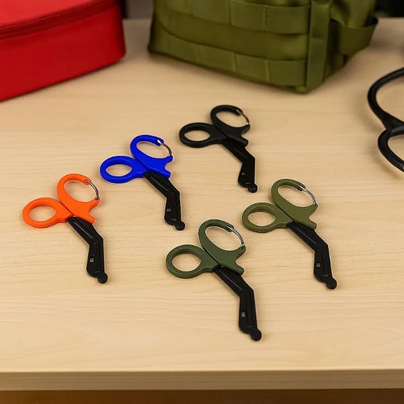 Forbici mediche in acciaio inossidabile con moschettone Forbici per bendaggi Tela Accessori portatili per esterni Forbici per allattamento chirurgico