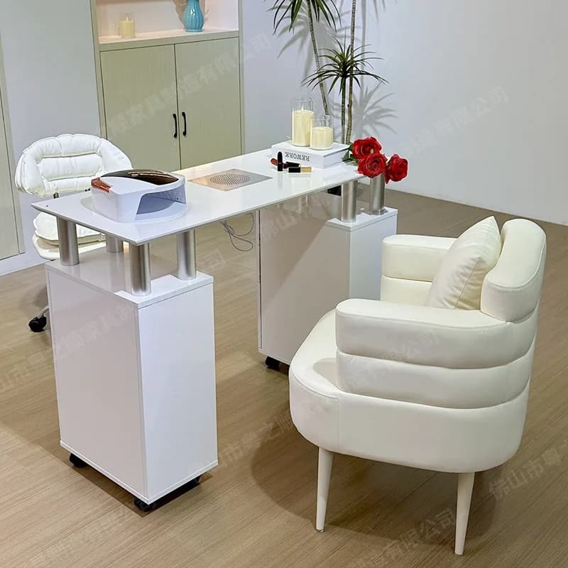 Aspirapolvere integrato Organizzatore da tavolo per unghie Cassetto Moderno bianco Tech Scrivania per unghie Mesa Designer Tavolo Unghie Mobili da salone