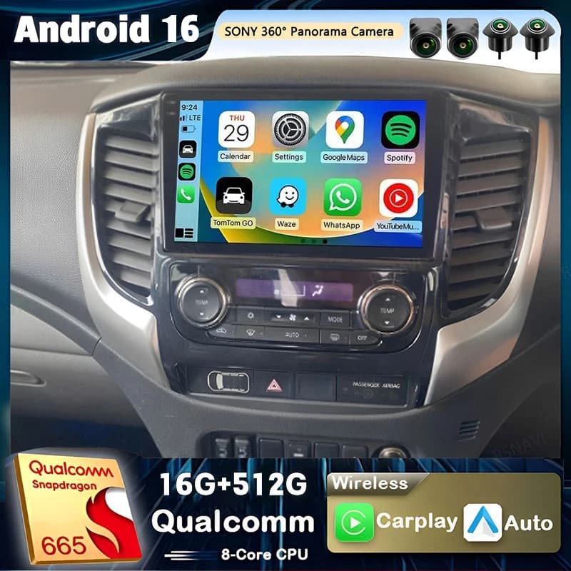 Android 15 Carplay Autoradio Per Mitsubishi Pajero Sport 3 L200 5 Triton 3 2015-2019 Lettore Video Multimediale GPS Stereo 2Din DVD