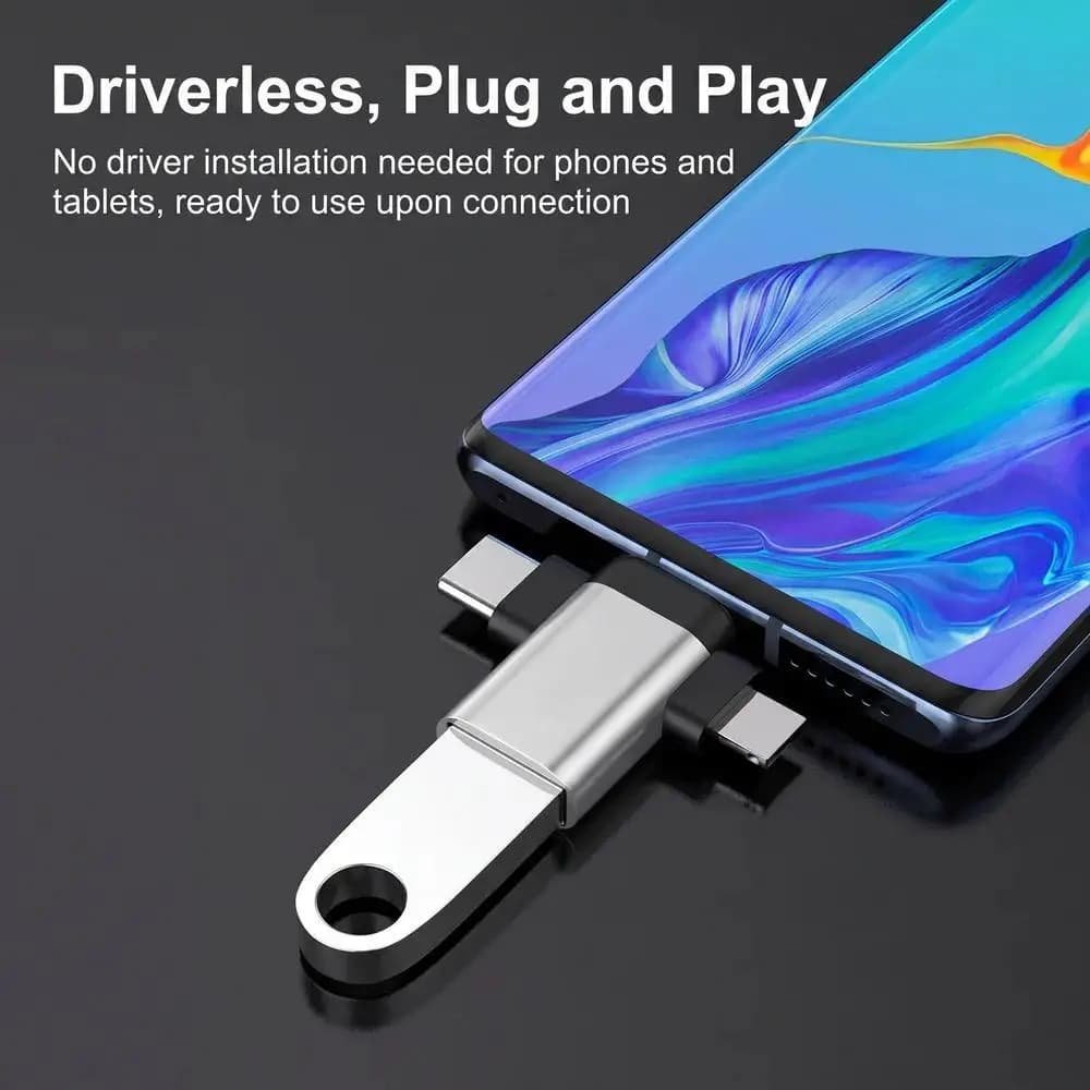 3 in 1 USB C OTG Adapter Driverless Plug and Play Type C Converter Data Transfer For Phone Tablet Flash Drive Mouse