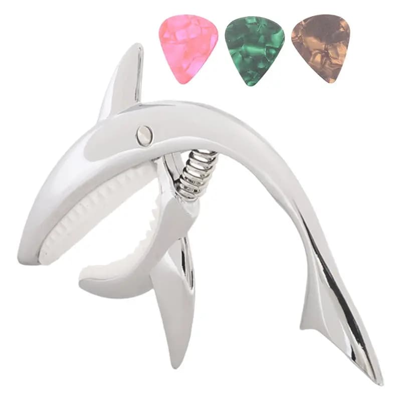 ABKV-Shark Guitar Capo Zinc Alloy Capo For Acoustic Electric Classical Guitars And Bass Ukulele Capo With Pick