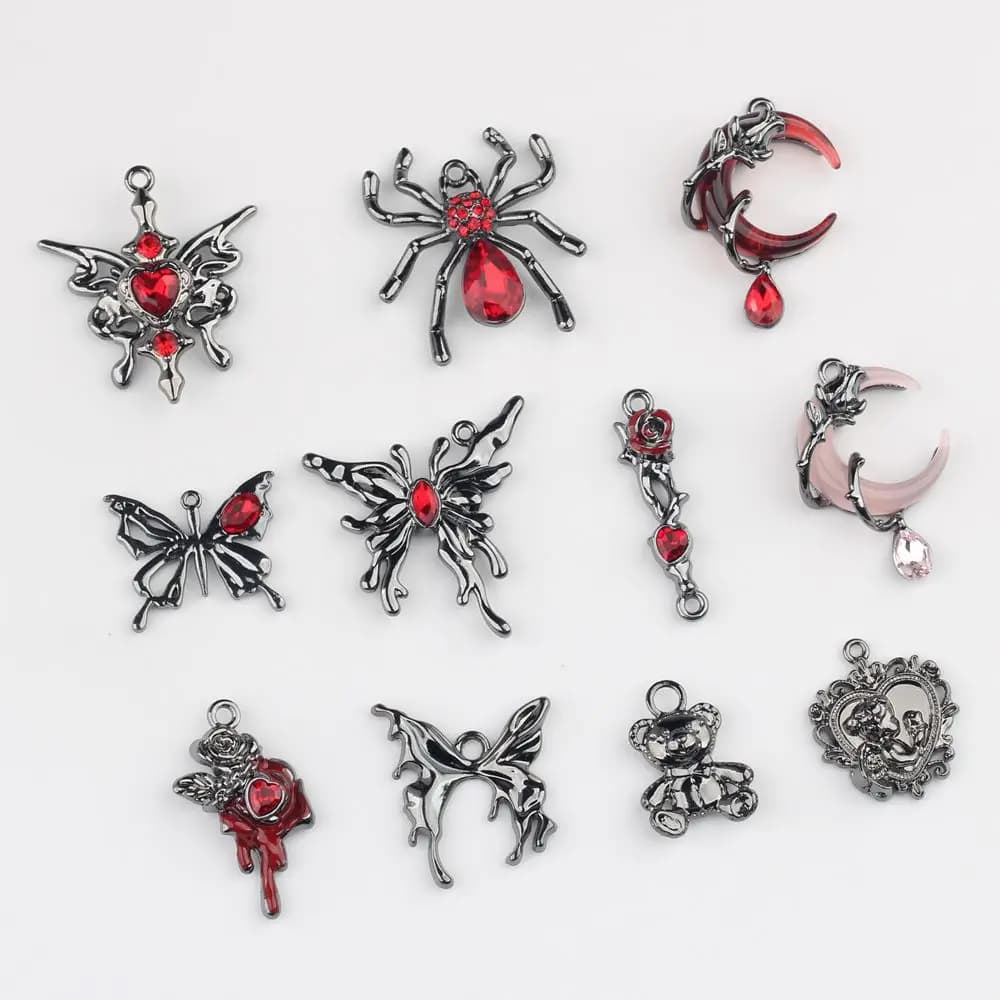 10Pcs/lot Minimalist Gun Black Series Zircon Inlaid Alloy Pendant For DIY Bracelet Necklace Earring Jewelry Making Supplies