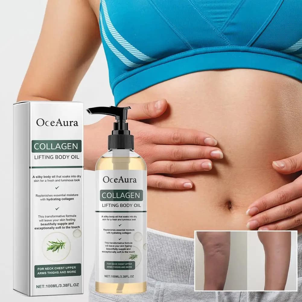 Olio Corpo Rassodante al Collagene, Olio Essenziale Idratante e Tonificante per Massaggi, per Braccia, Pancia e Cura Idratante della Pelle di Tutto il Corpo