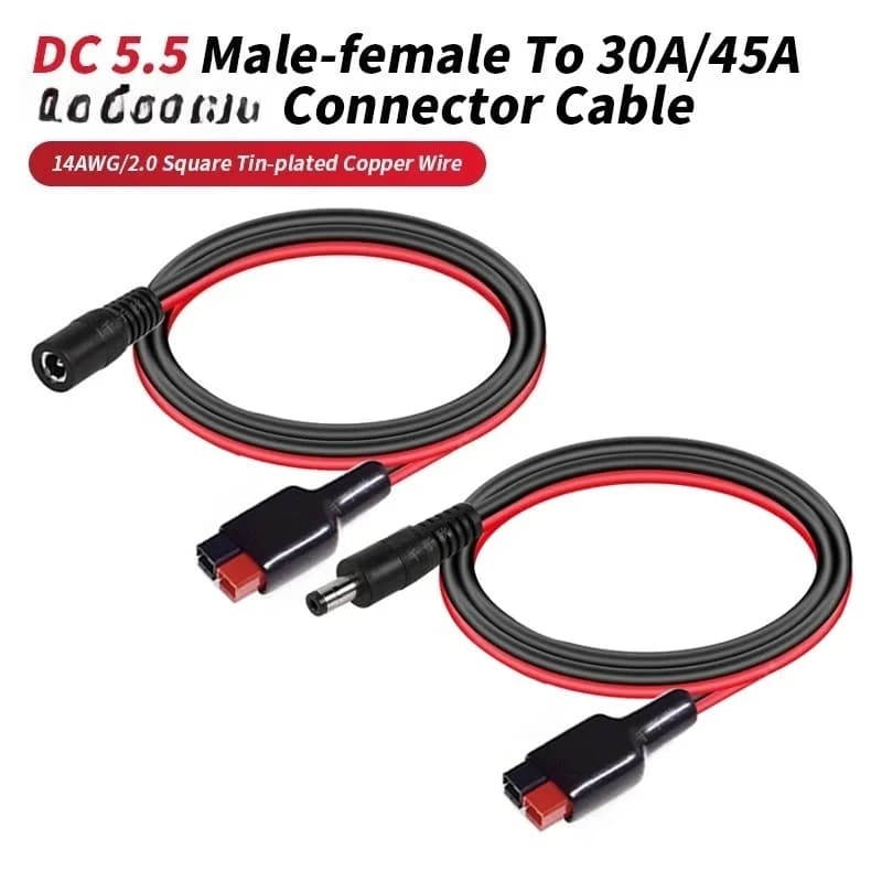 Cavo di Connessione da 30A/45A a DC55521/5525 Maschio-Femmina per Pannello Solare, Cavo di Alimentazione per Accumulo Energetico Esterno 0,3-3 Metri