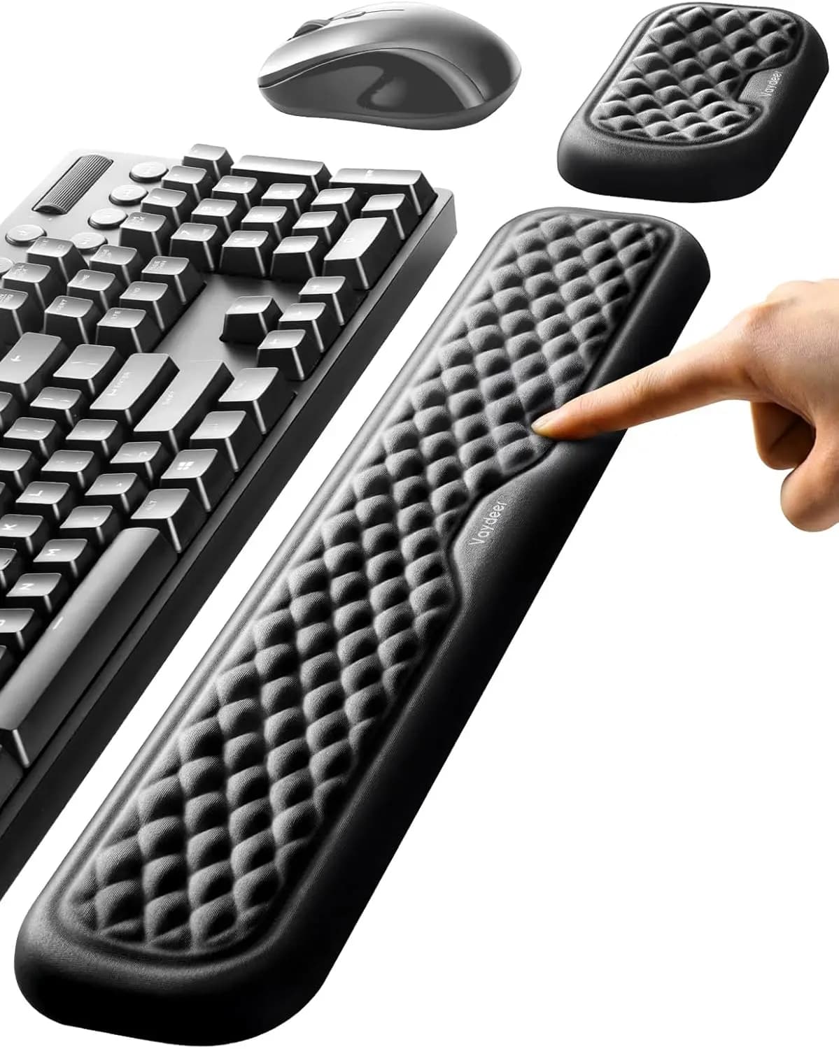 Poggiapolsi Ergonomico per Tastiera e Mouse, Cuscino Morbido in Memory Foam per Supporto da Scrivania