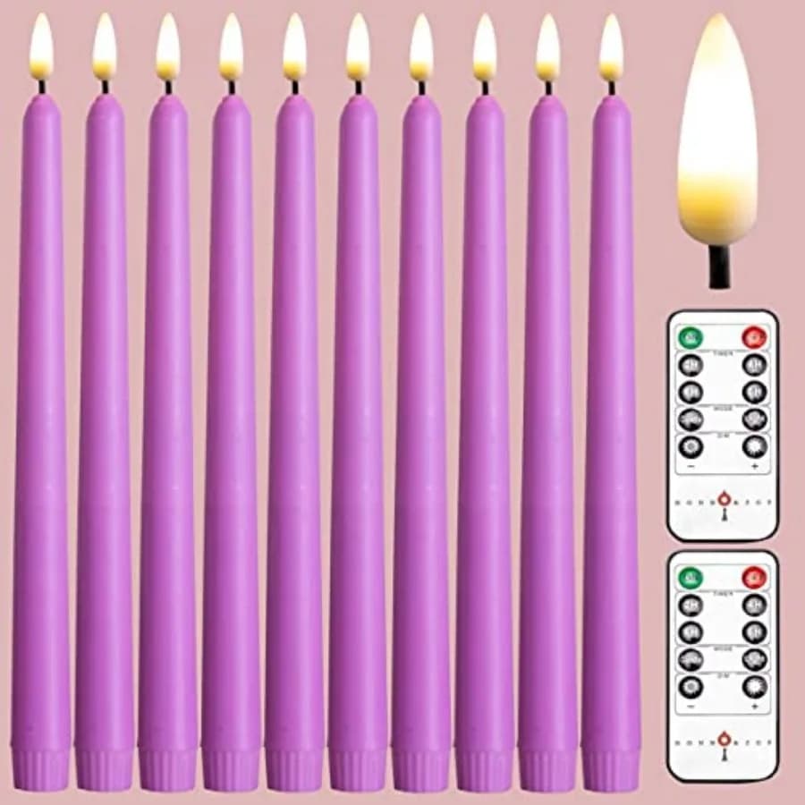 Confezione da 10 Candele Affusolate Senza Fiamma da 11'' con 2 Telecomandi, Utilizza 2 Batterie AA Non Incluse, Durata 200 Ore
