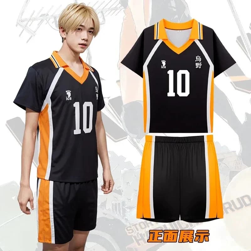 TYV55Cartoon Anime Haikyuuing Karasuno Koukou High School Cosplay Costumes Volleyball Uniforms Sportswear Hinata Shoyo Kageyama