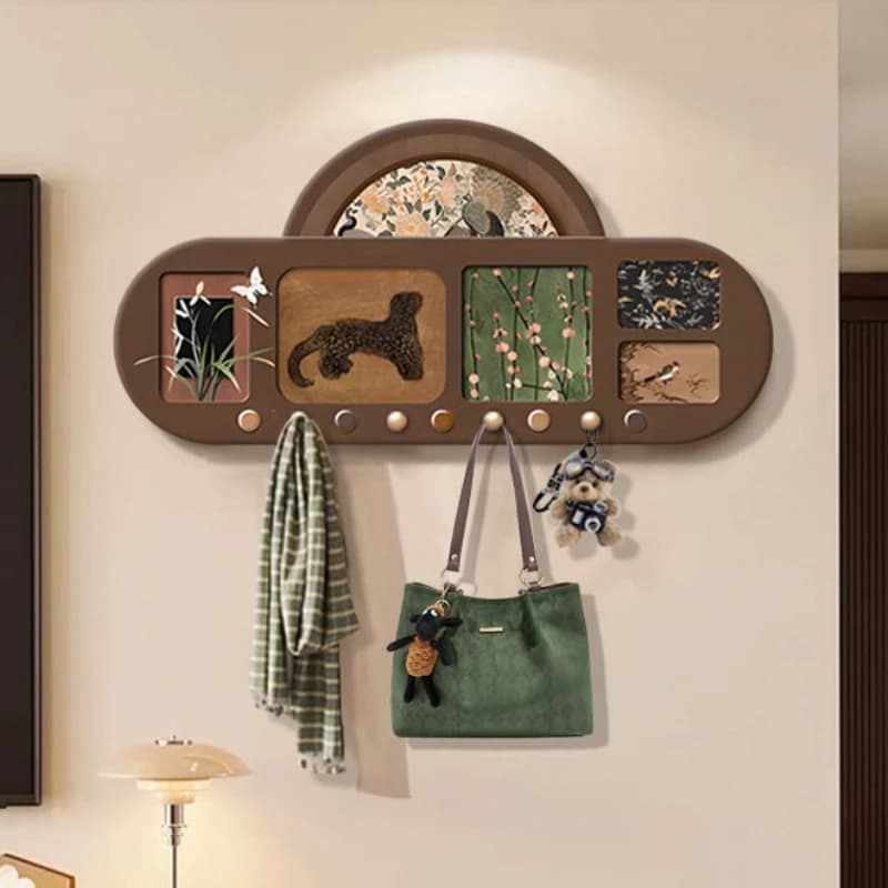 Classical Coat Racks Retro Wall Coat Rack Living Room Storage Clothes Hanger Elegant Organizer Clothing Shelf Aesthetic Hooks