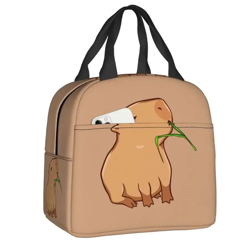 Cute Capybara Insulated Lunch Box for Women Warm Cooler Thermal Bag Outdoor Camping Travel Picnic Food Container Tote