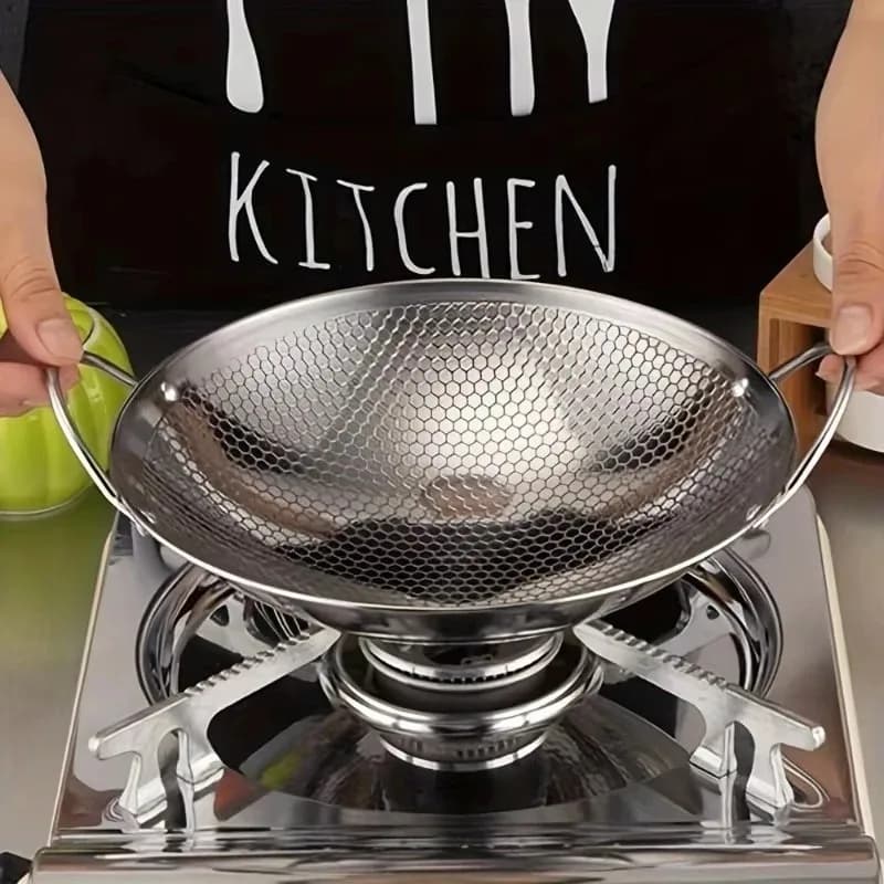 Padella Antiaderente a Nido d'Ape da 10 Pollici con Doppio Manico per Ristoranti, Hot Pot, Stir Fry e Cucina Domestica
