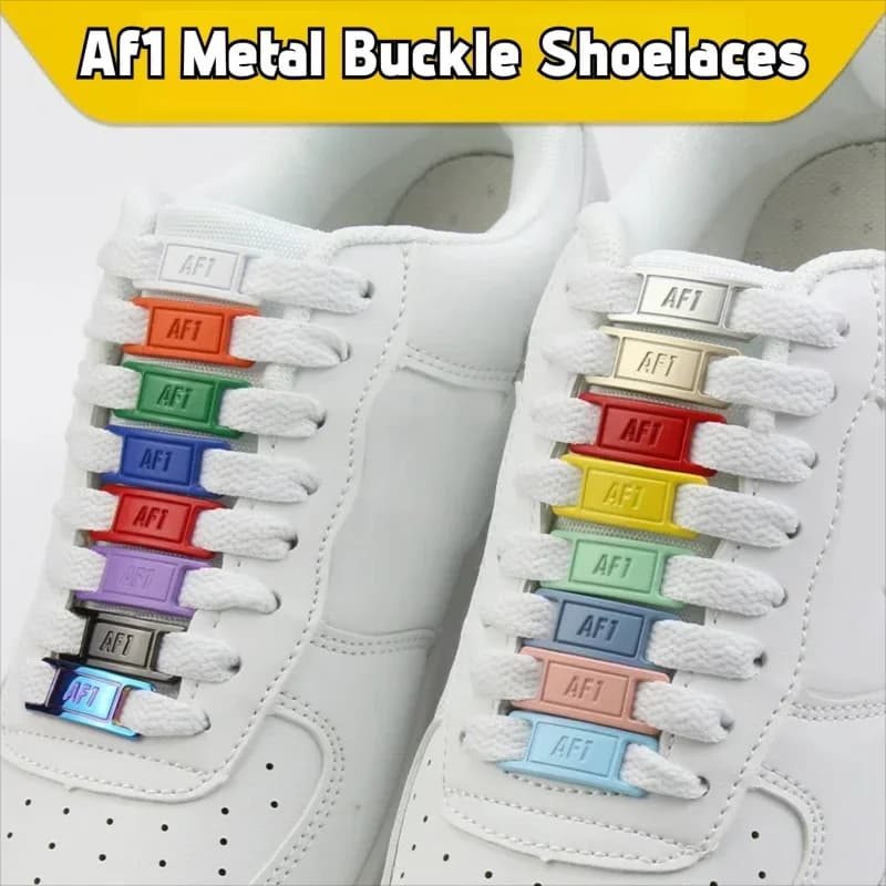 Ciondoli per lacci per scarpe da ginnastica AF1 Sostituzione etichetta in pizzo in metallo e lacci per scarpe bianchi Kit fibbia decorazione personalizzata per adolescenti adulti