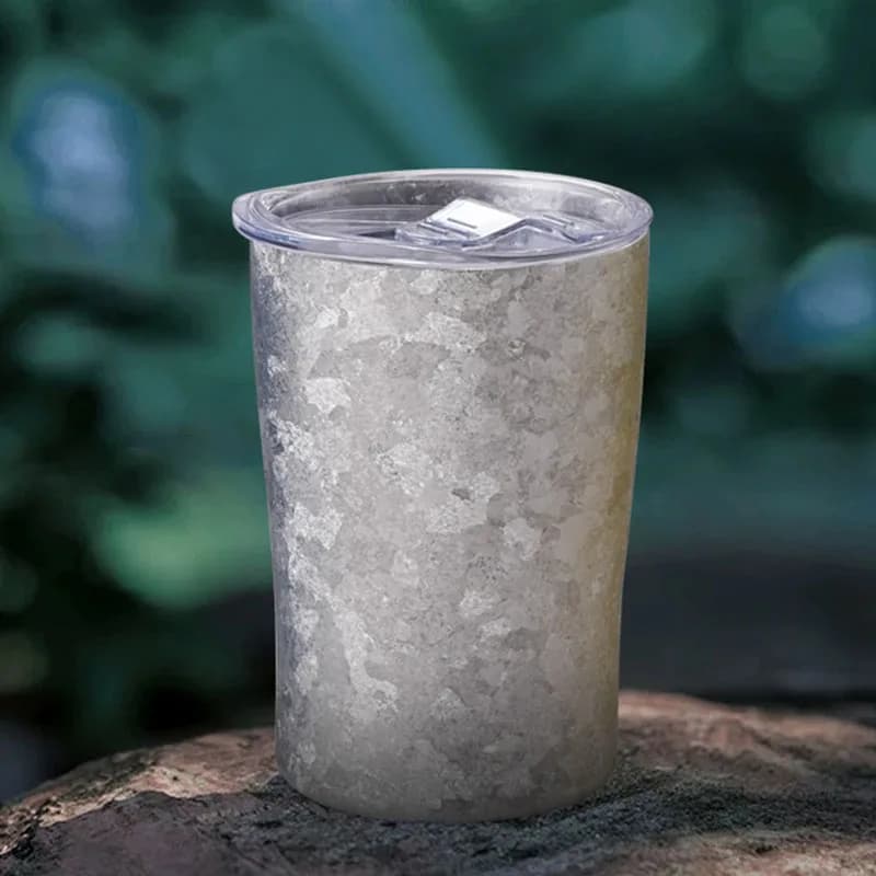 Boccale da birra/tazza da caffè in titanio puro da 300 ml con coperchio, doppio strato, isolamento termico e antiscottatura, cristallino, tazza d'acqua portatile