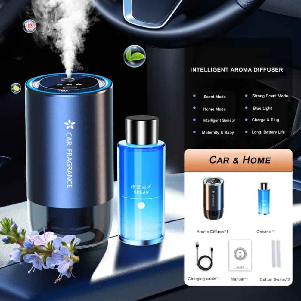 Car Deodorant LED Light Essential Oil Fragrance Diffuser Rechargeable USB Odour Distributor Aromatherapy Perfume Air Cooler