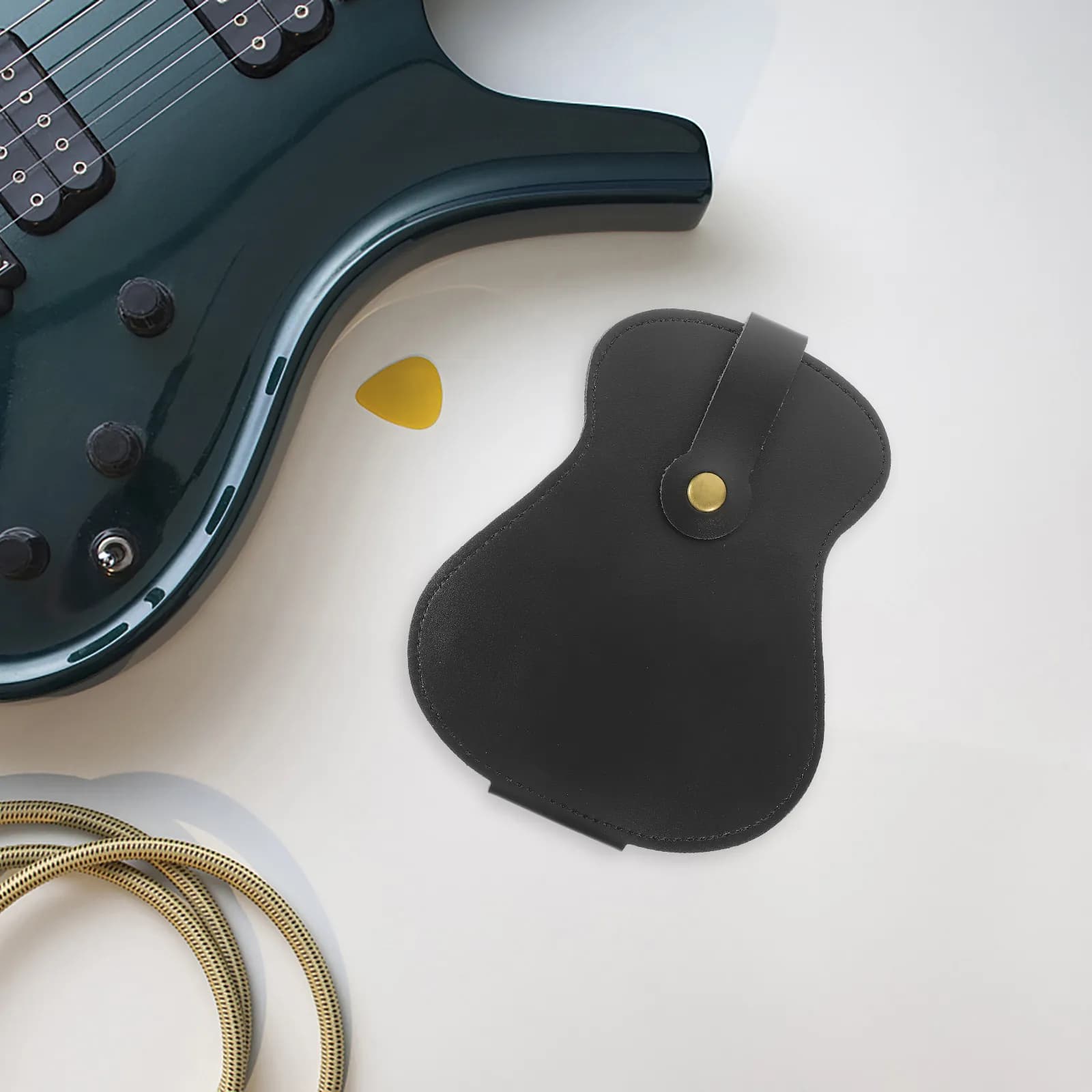 Borsa Porta Plettri per Chitarra in PU Premium, Organizer Portatile per Plettri e Piccoli Accessori Elettrici