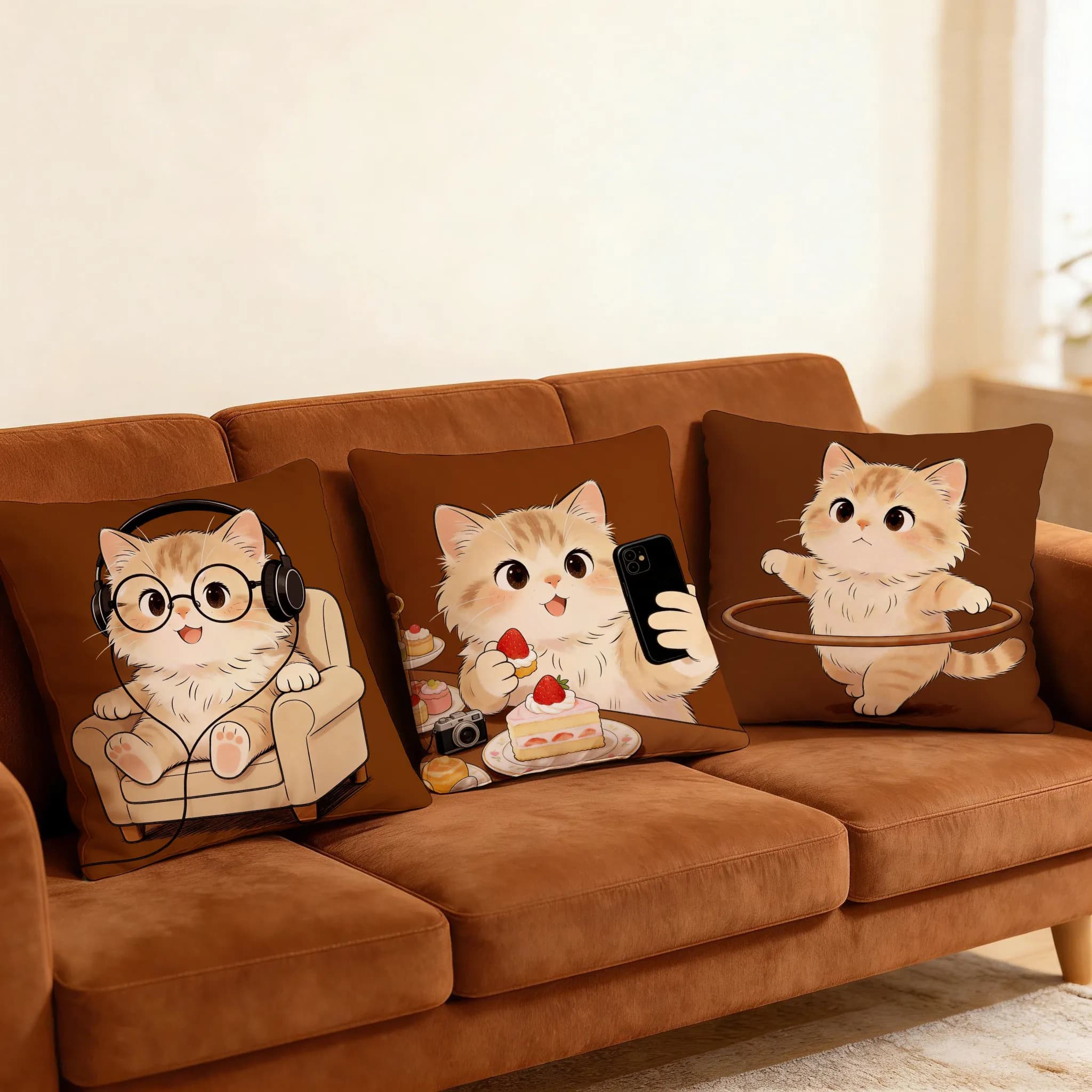 Fodera per cuscino a forma di gatto simpatico, divertente federa per cuscino da divano, copricuscino decorativo per finestra a barchetto, schienale di sedia, cuscino decorativo a forma di gattino.