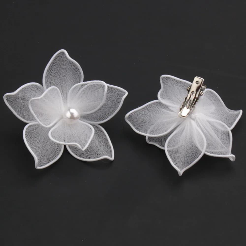 Hair Accessories Headwear Silk Flower Hairpin Multilayer Hair Styling Floral Headpieces White Flower Side Clips Bride