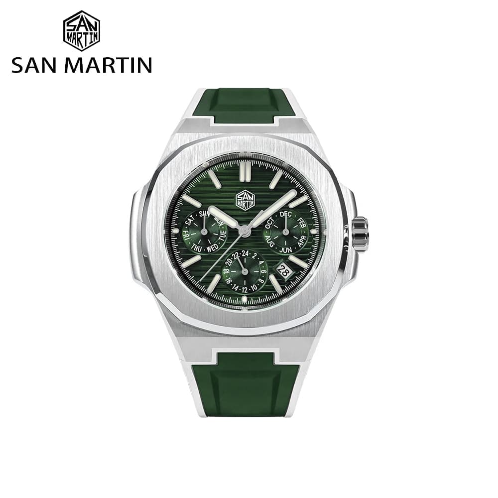 San Martin 43mm Luxury Men Watch Business Multifunctional Miyota 9120 Automatic Mechanical Watches Luminous Waterproof SN0075