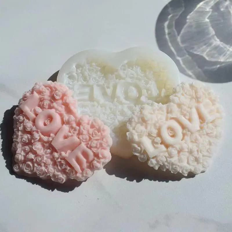 1 pezzo di stampo in silicone a forma di cuore rosa fai da te fiore d'amore candela strumento per la produzione di gesso stampo per ghiaccio al cioccolato