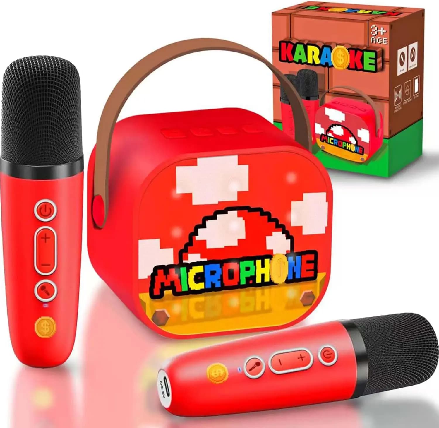 Macchina per Karaoke per Bambini con 2 Microfoni - Giocattolo per Feste di Compleanno per Ragazzi dai 4 ai 10 Anni, Mini Decorazione Cantante, Regalo