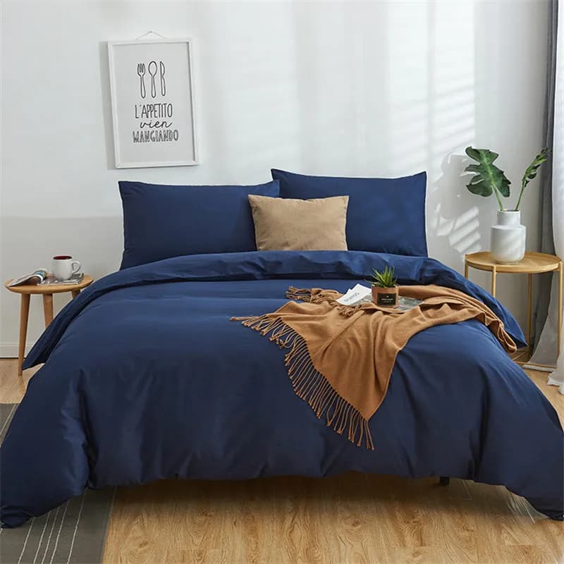 Set copripiumino Pima in cotone tinta unita turchese Set biancheria letto king size matrimoniale singolo