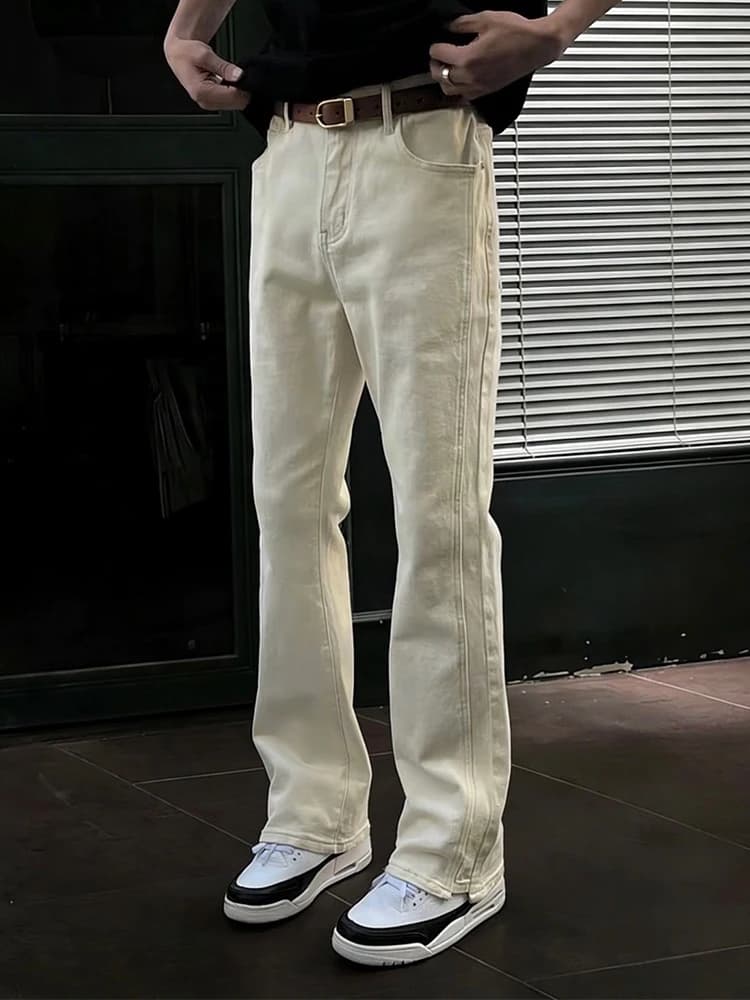 Jeans da Uomo Cleanfit Slim Fit, Stile High Street, Gamba Dritta, Resistenti all'Usura, Moda Primaverile, Casual, in Denim Blu