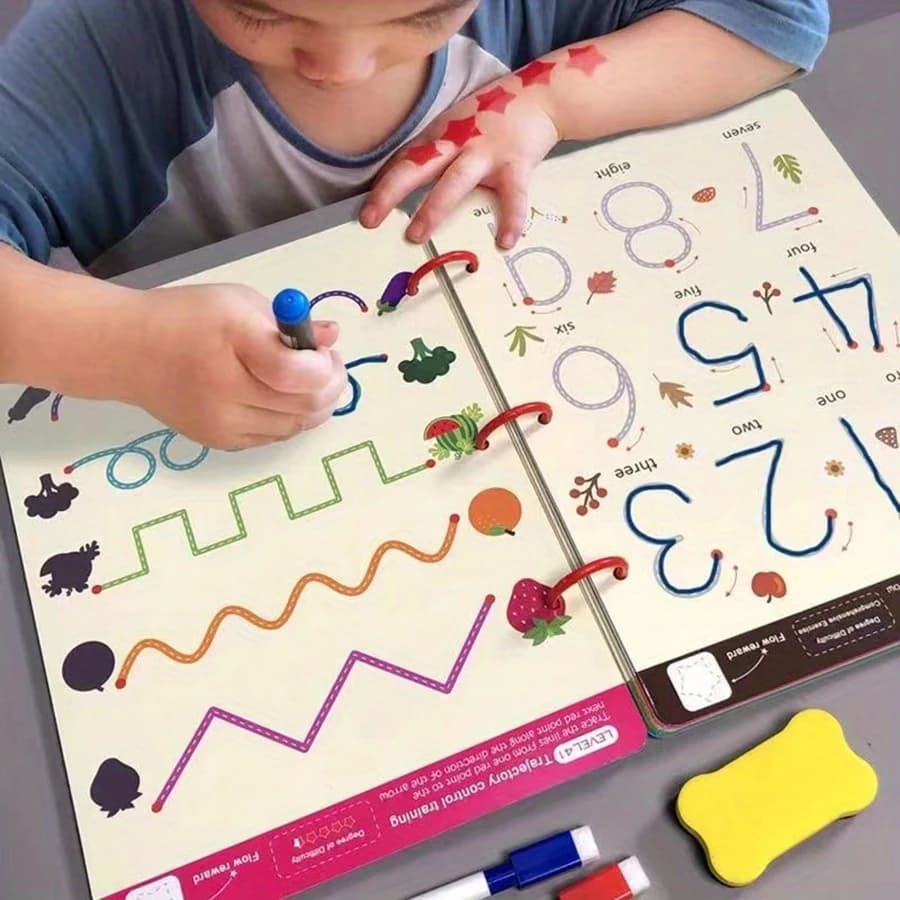 Quaderno di esercizi per l'addestramento al controllo della penna per bambini Quaderno di pratica per il tracciamento magico del bambino Scrittura riutilizzabile Disegno Libri illustrati educativi