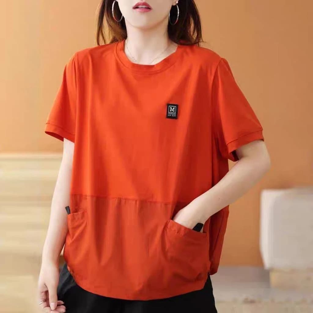 Fashionable round Neck Short Sleeve T-Shirt Women's Summer Casual Sporty Top plus Size Cover up Comfortable Breathable