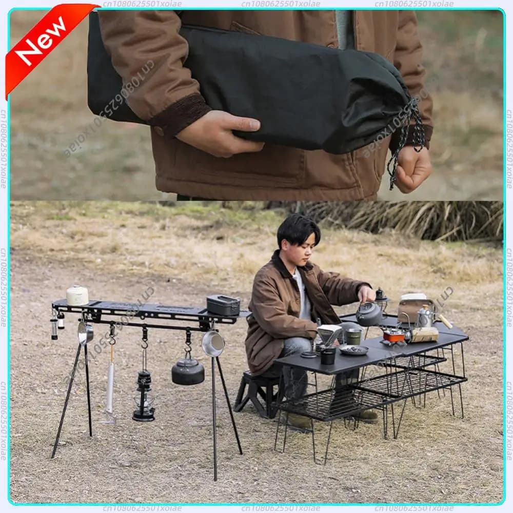 Piastra superiore per treppiede da campeggio, tavolo portatile pieghevole ad alta resistenza con foro per appendere, accessori per esterni