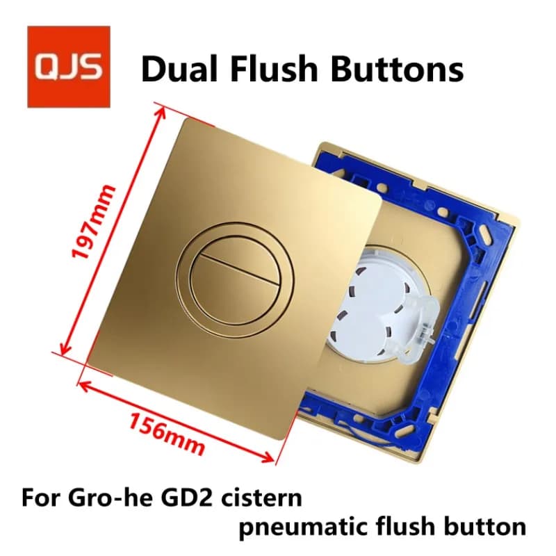 Dual-Flushing Actuator Panle, Pneumatic Buttons for Gro-he Concealed GD2 38966KF0/ 38732SH0 Hidden Wall-mounted Water Cisterns