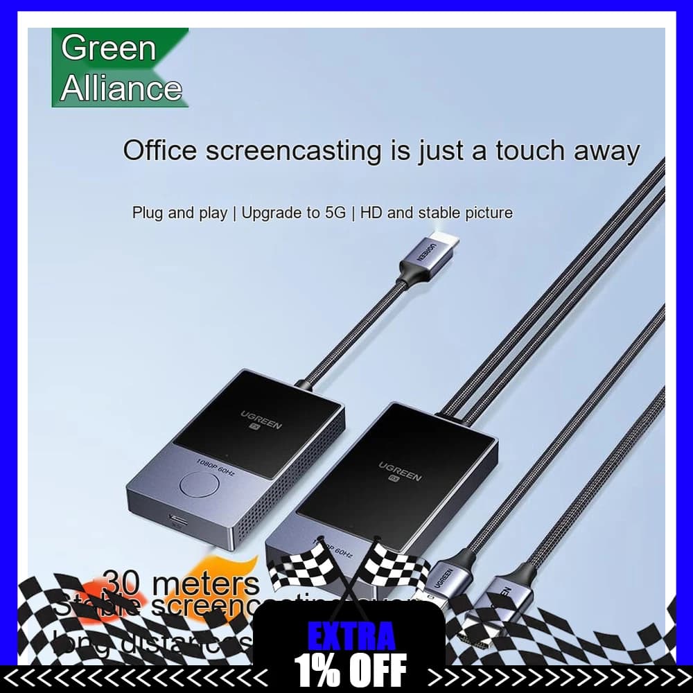 UGREEN 35030 CM735 Wireless HDMI Transmitter Receiver 1080P 60Hz 5.8G 30m Screen Mirroring for Laptop TV Projector