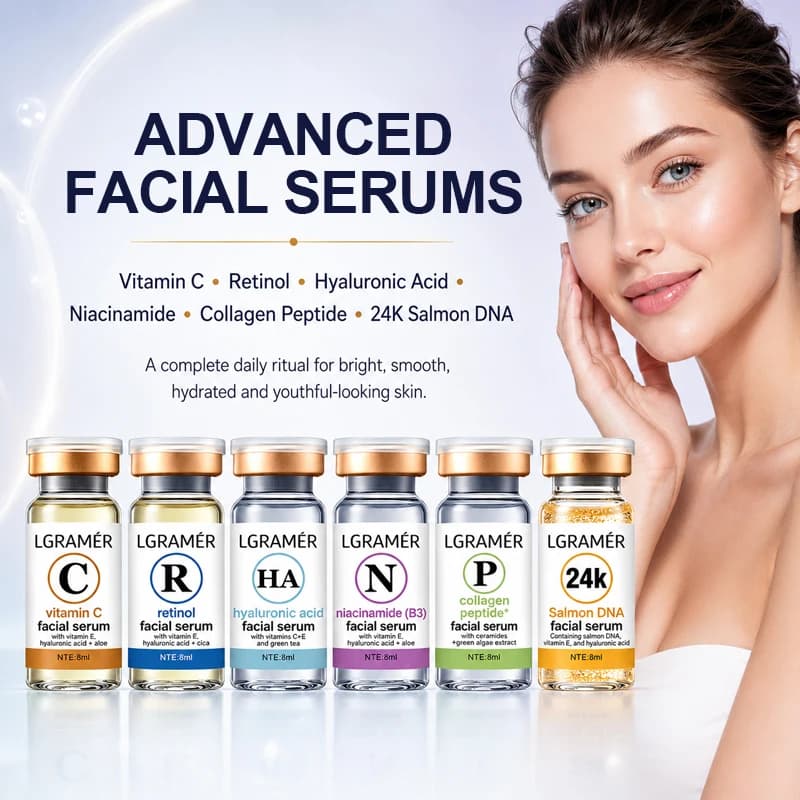 Sieri Viso Trio - Vitamin C, Retinol and Hyaluronic Acid, Sieri Anti-Eta per la Viso, Routine Skincare - Illuminante, Sieri Fali 8ml