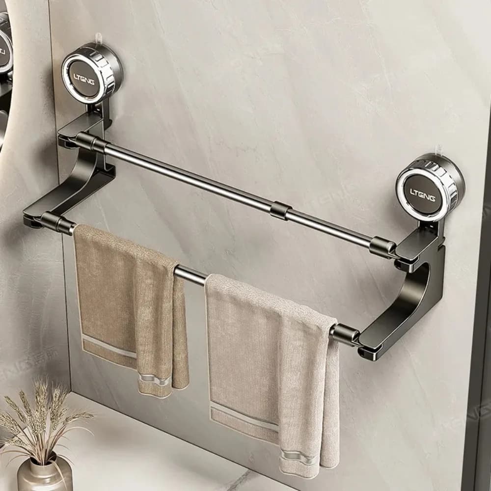 Portasciugamani in alluminio con ventosa Mensola da bagno Portaoggetti per doccia Organizzatore per rack Senza foratura Mensola per asciugamani Accessori per il bagno