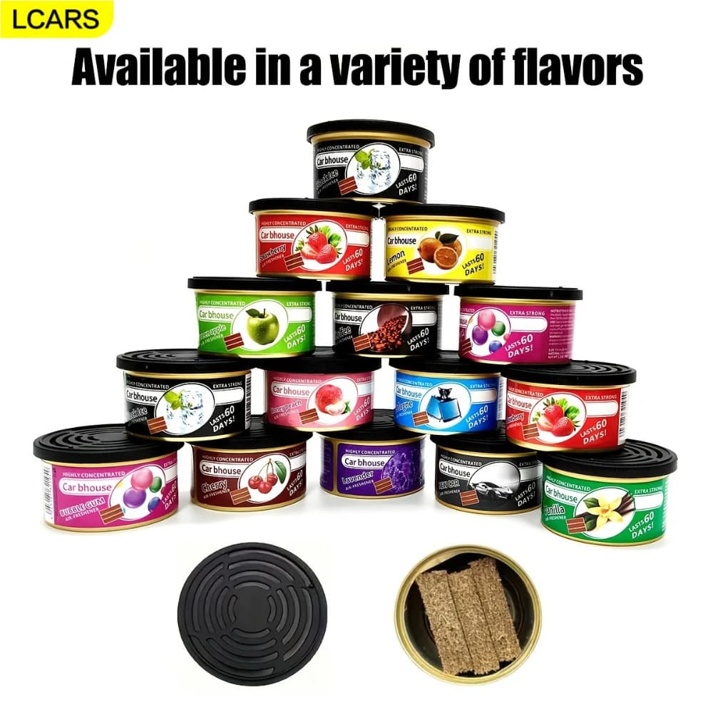 Lcars Fragranze per auto 4 in 1, blocchi di fragranze di legno compresso, in fibra vegetale, per lattine di alluminio, dotate di un tappo di concentrazione regolabile, adatte per auto, case e uffici, oli profumati per aromaterie, possono essere riutilizzabili